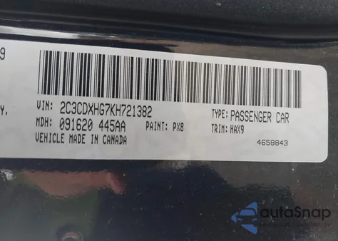 2019 Dodge Charger Gt Rwd из США, поврежденный, VIN 2C3CDXHG7KH721382